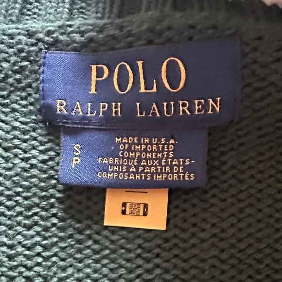 POLO Ralph Lauren Dark Green Crewneck Sweater with Flag - Picture 4 of 5